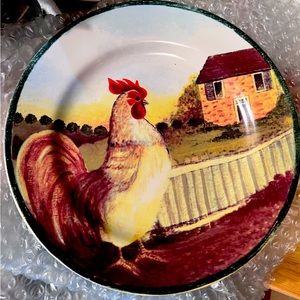 (4) Block Country Farm Rooster 8” Plates set